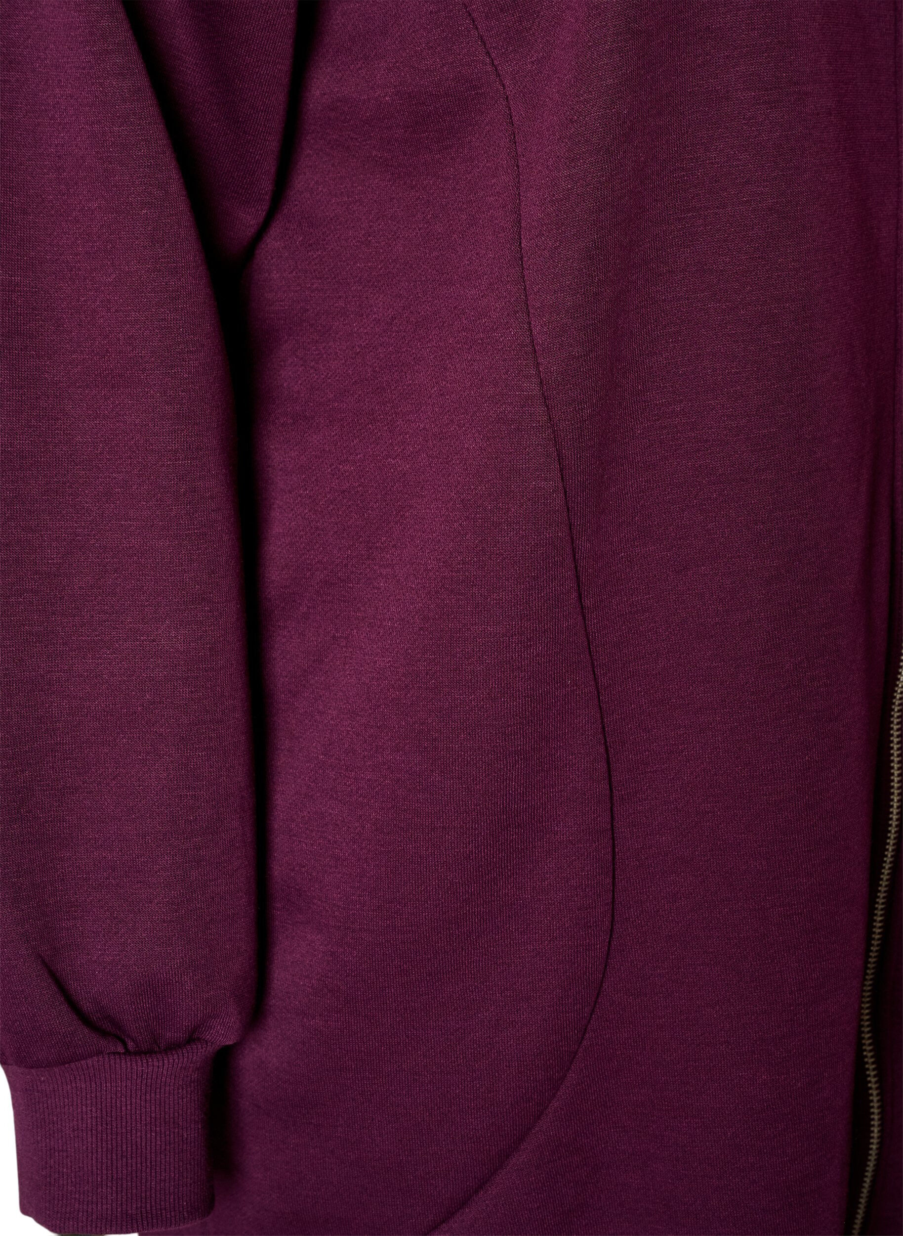 ZizziLange hoodie met ritssluiting en zakken, Paars, Packshot image number 3