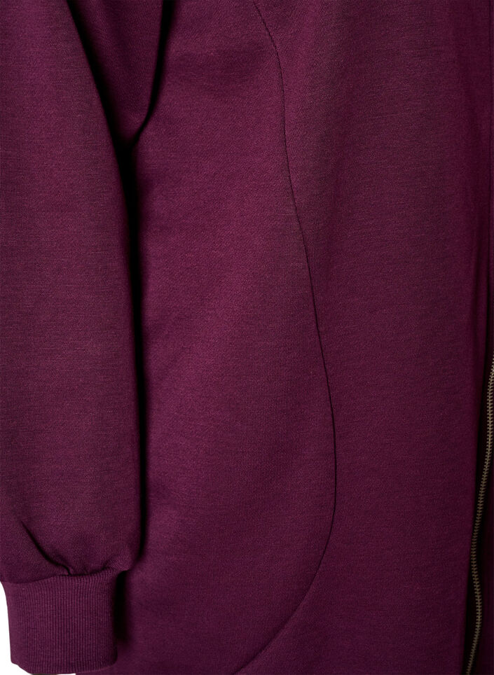 Lange hoodie met ritssluiting en zakken, Paars, Packshot image number 3