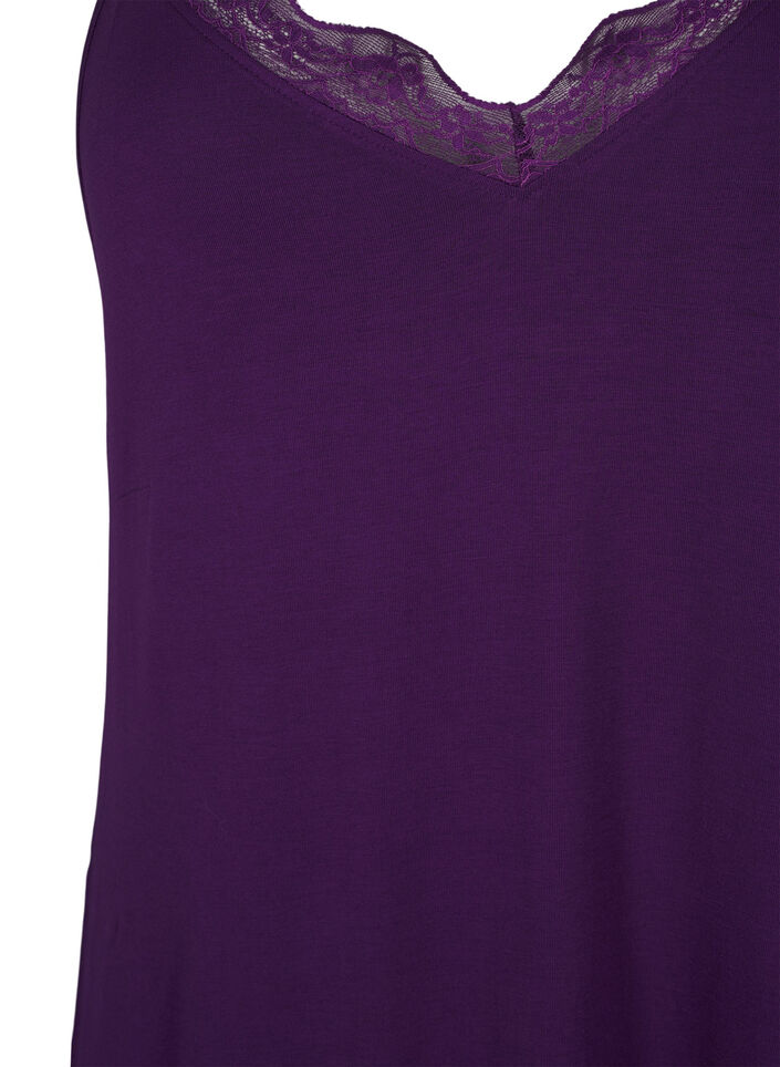 Chemise de nuit avec bord dentelle en viscose, Violet, Packshot image number 2