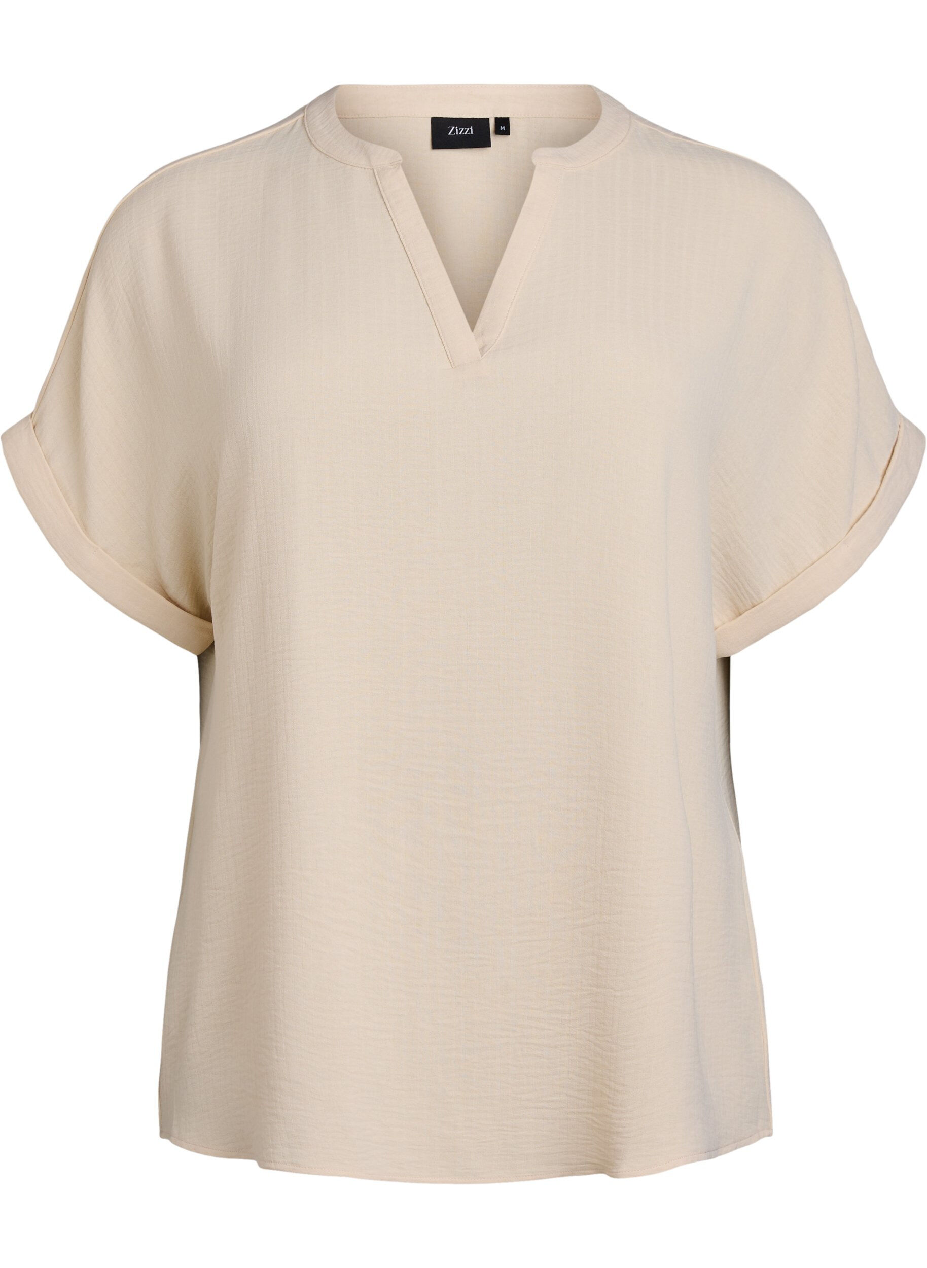 ZizziLuchtige blouse met korte mouwen, Beige, Packshot image number 0