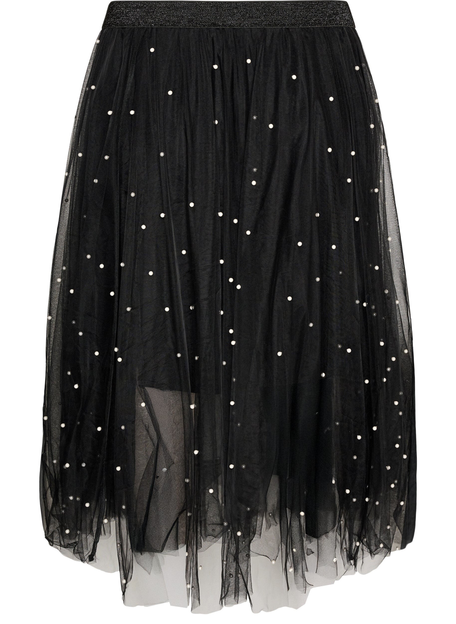 ZizziJupe midi en tulle avec perles, Noir, Packshot image number 1