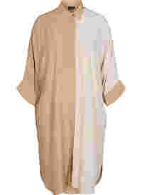 Robe chemise en viscose à manches 3/4 et à carreaux de couleur