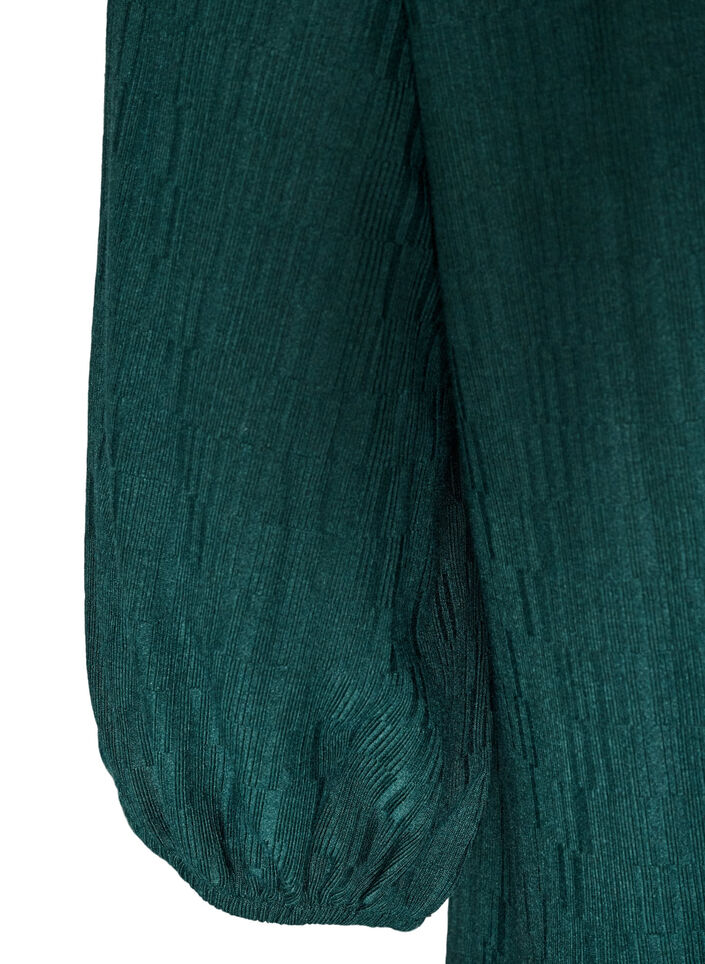 Jurk met een ballonvorm en structuur, Groen, Packshot image number 3