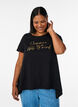 T-shirt &agrave; col rond et coupe &eacute;vas&eacute;e, Noir, Model image number 0