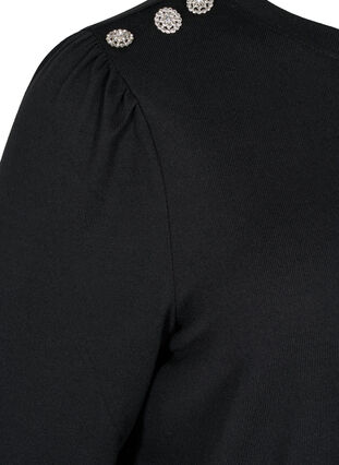 Top met lange mouwen en schouderdetails, Black, Packshot image number 3