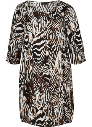 Viscose jurk met 3/4 mouwen, Zebra, Packshot image number 0