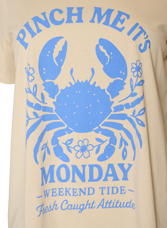 T-shirt en coton avec imprim&eacute;, Beige, Packshot image number 2