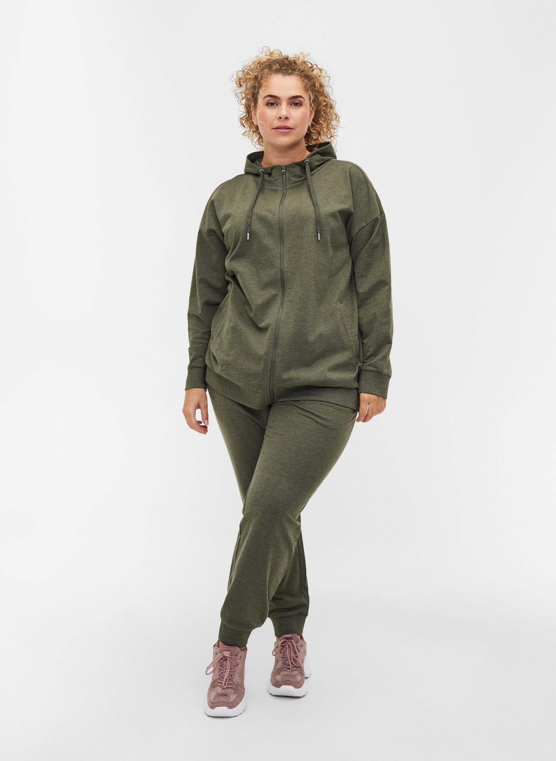 ZizziSweat vest met ritssluiting en capuchon, Forest Night, Model image number 2