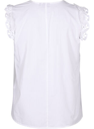 Top en coton sans manches avec volants, Bright White, Packshot image number 1