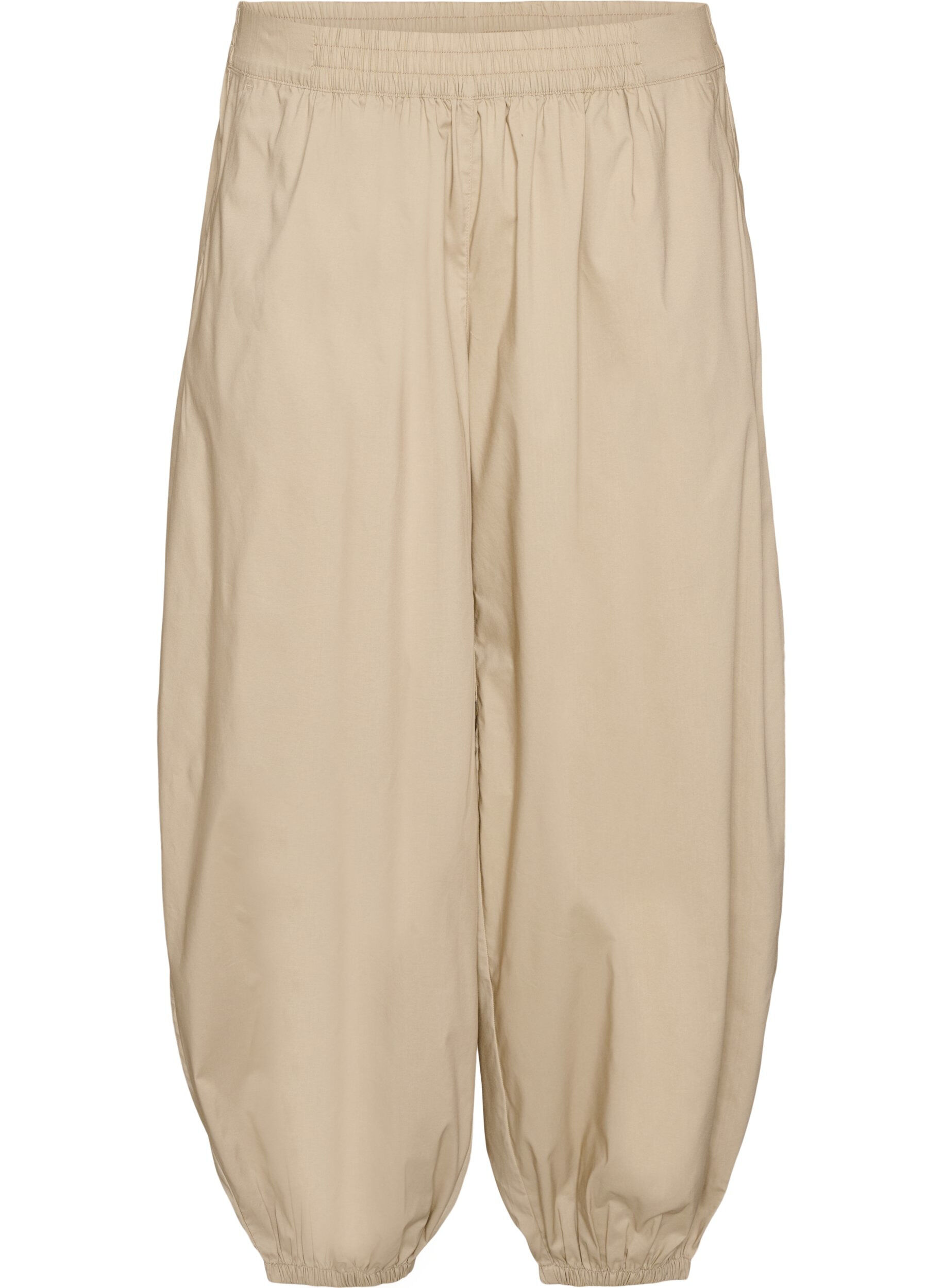 ZizziPantalon ballon avec poches et ceinture &eacute;lastique, Beige, Packshot image number 0