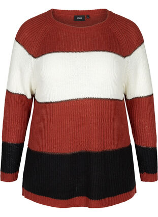 Gebreide gestreepte sweater met lurex, Burnt Henna Comb., Packshot image number 0