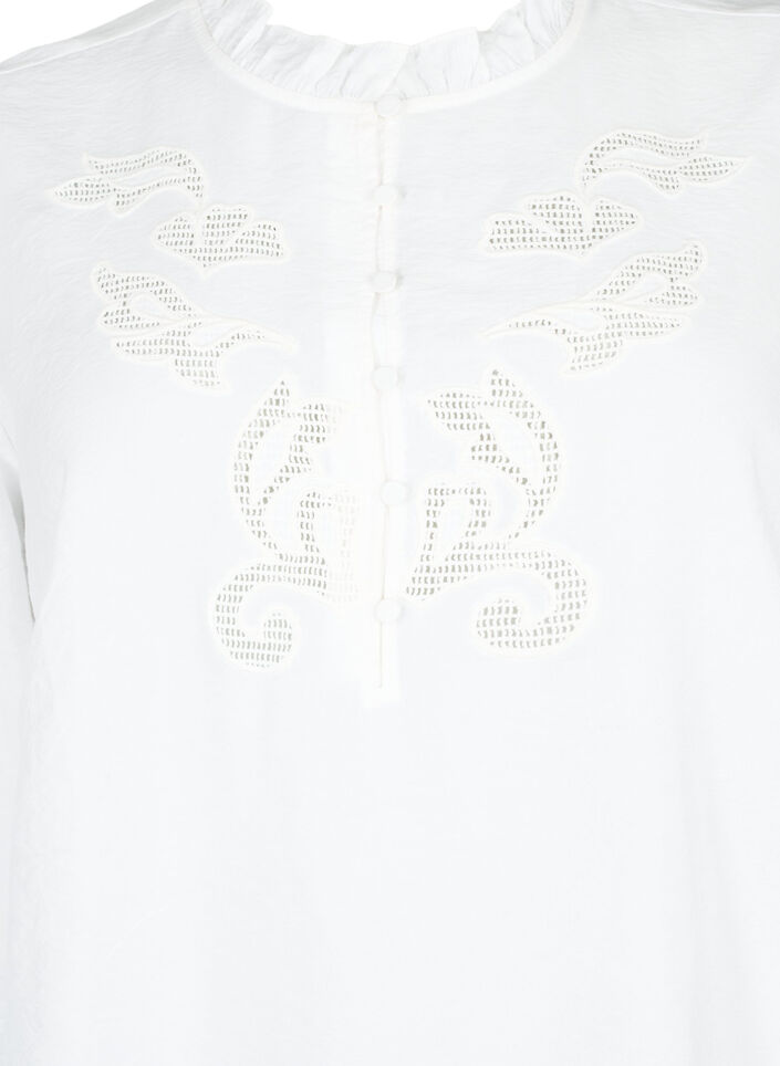 Chemisier avec volants et broderie anglaise, Bright White, Packshot image number 2