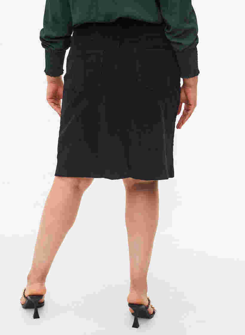 Jupe en coton et velours , Black, Model image number 1