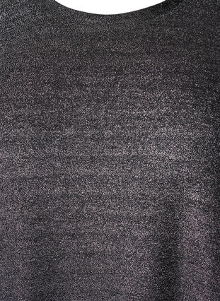 Robe à paillettes avec manches 3/4 et col rond, Black Silver, Packshot image number 2