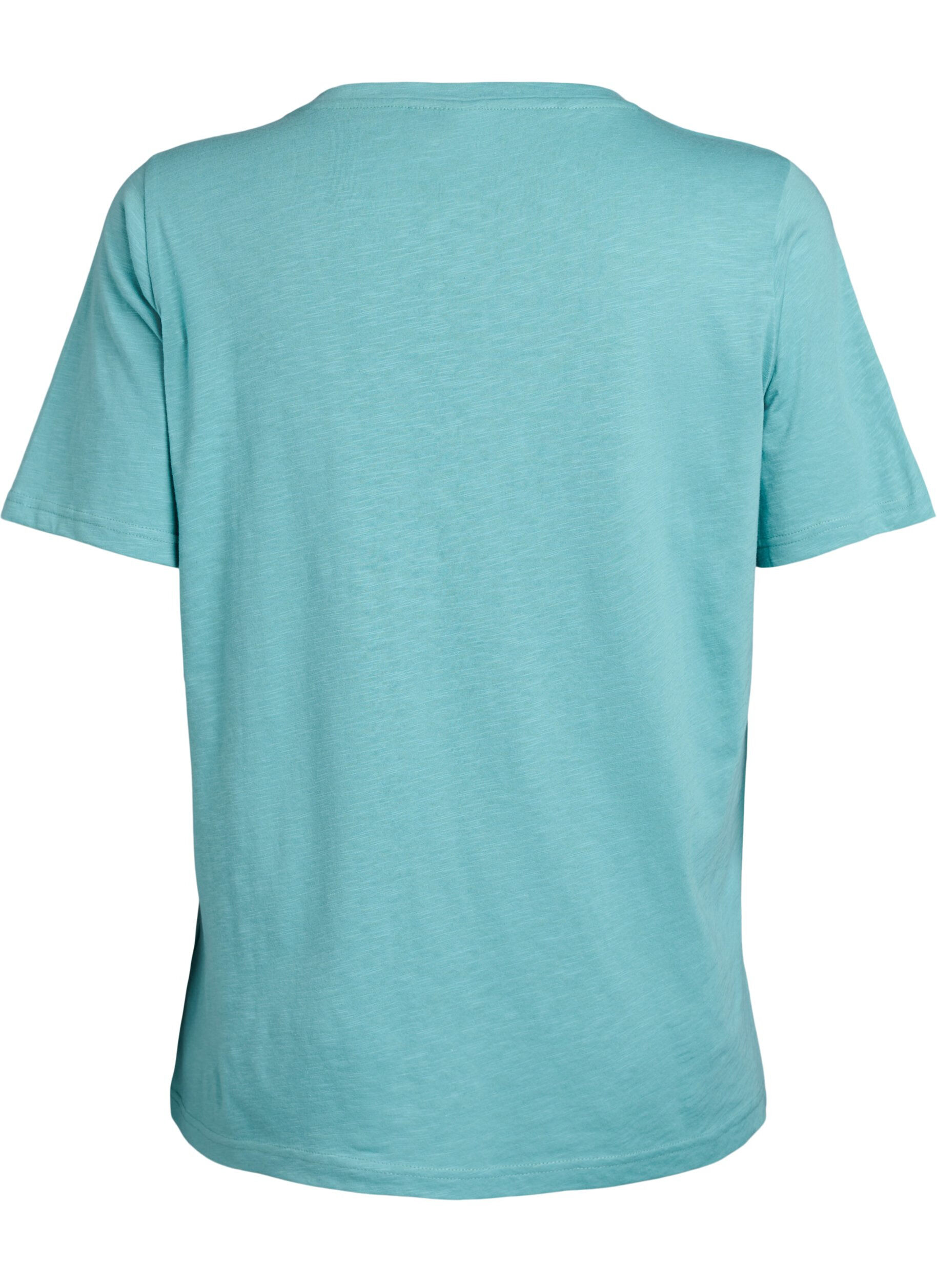 ZizziBasic t-shirt met korte mouwen en V-hals, Groen, Packshot image number 1