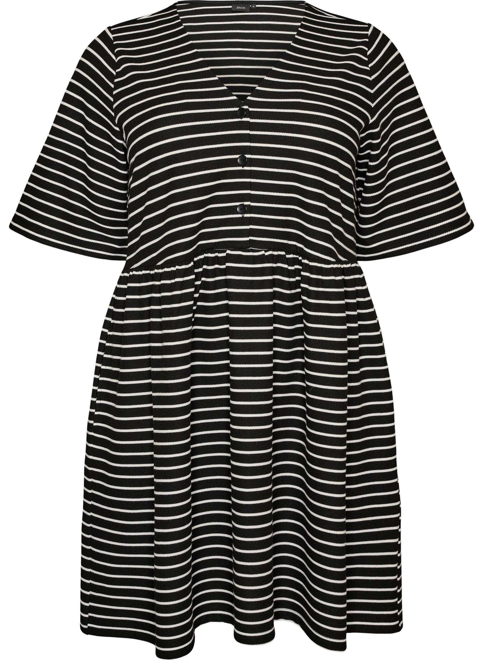 ZizziRobe avec texture c&ocirc;tel&eacute;e et taille empire, Blanc, Packshot image number 0