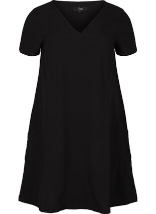 Robe à manches courtes en coton, Black, Packshot image number 0