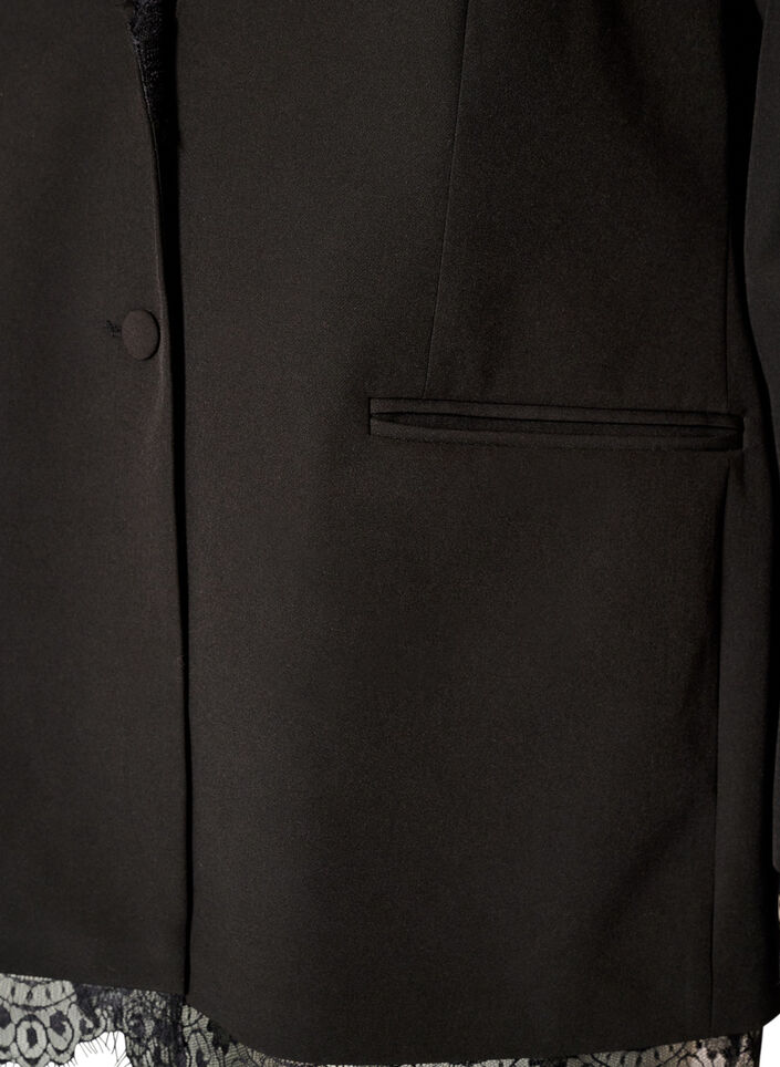 Blazer met kanten rand, Zwart, Packshot image number 3