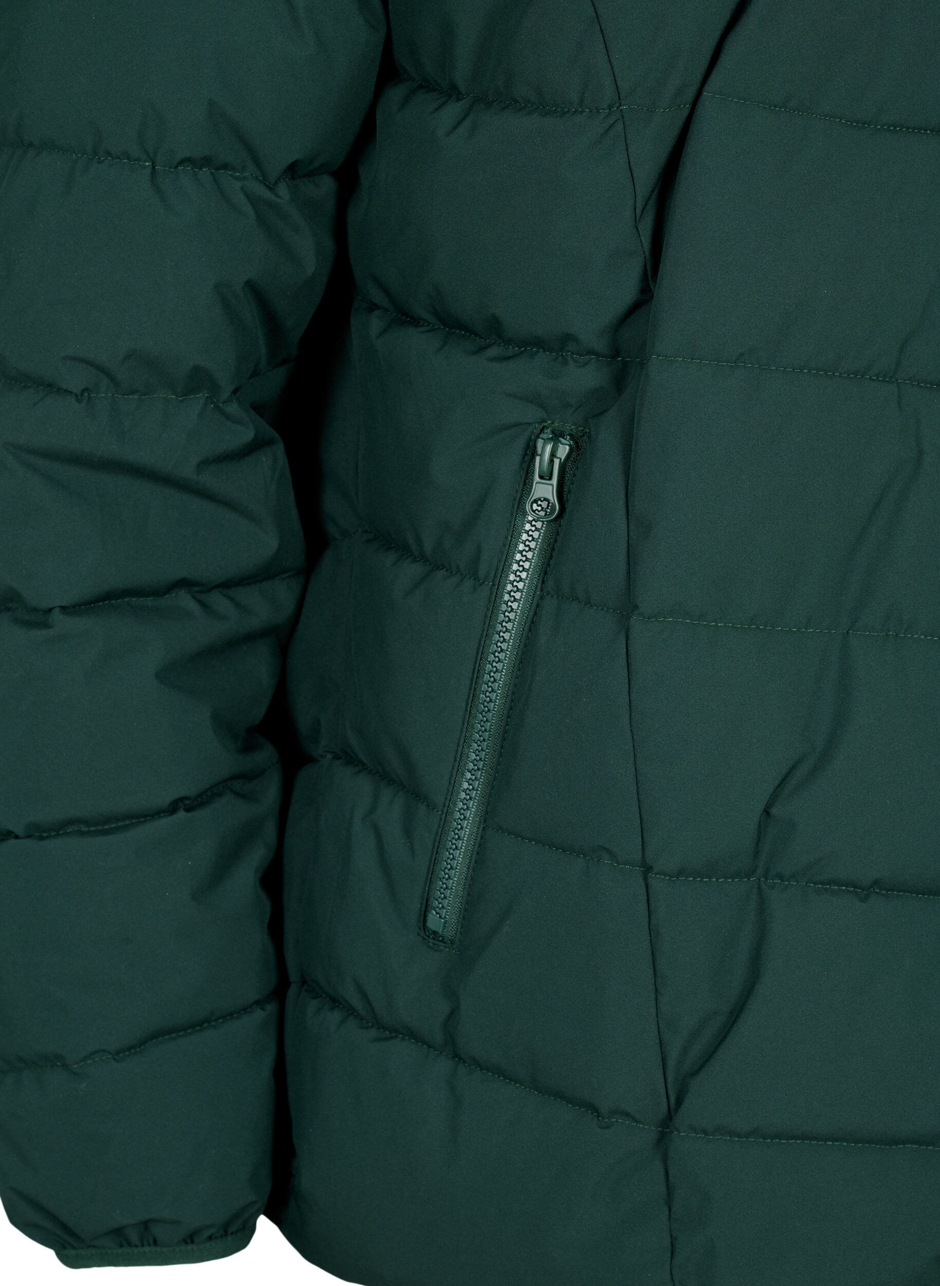 Zizzi Veste courte &agrave; capuche, Vert fonc&eacute;, Packshot image number 3