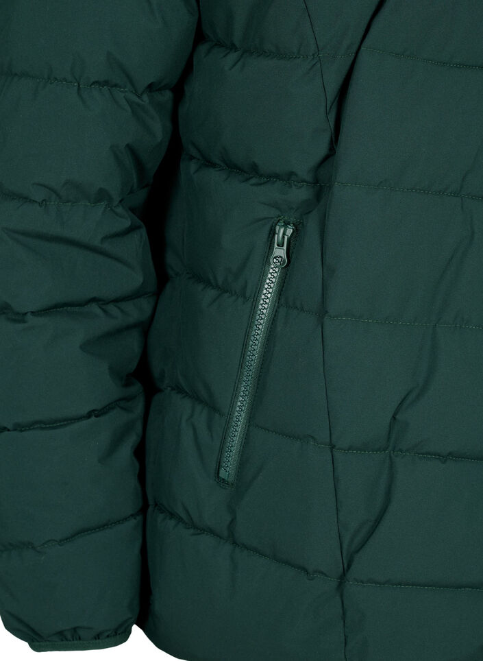 Kort pufferjack met capuchon, Groen, Packshot image number 3