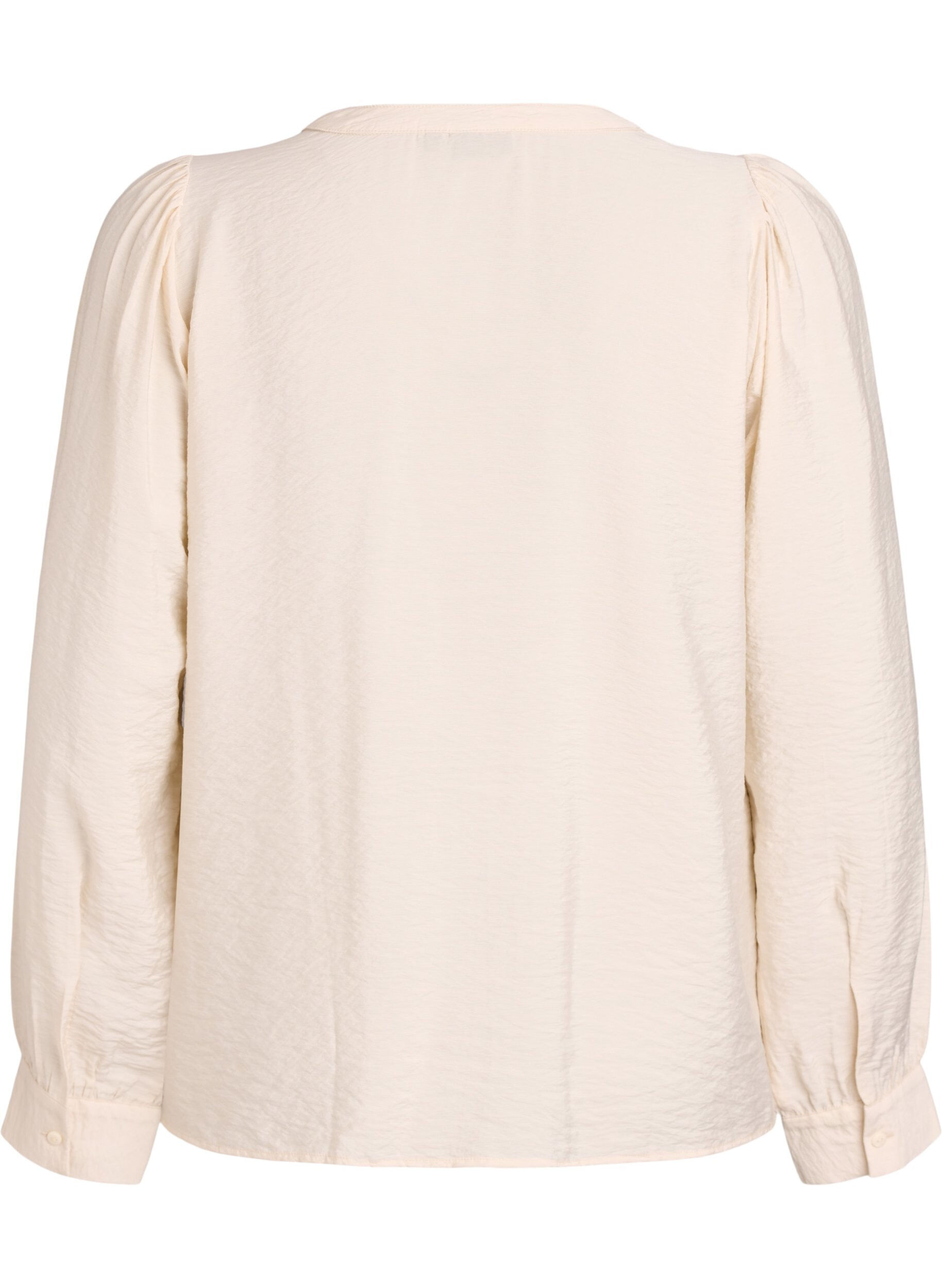 ZizziBlouse met V-hals en geborduurde banden, Beige, Packshot image number 1