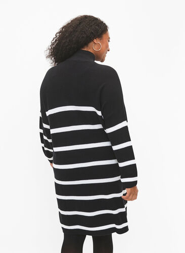 Robe en tricot rayée avec fermeture éclair, Black w.Cloud Dancer, Model image number 1