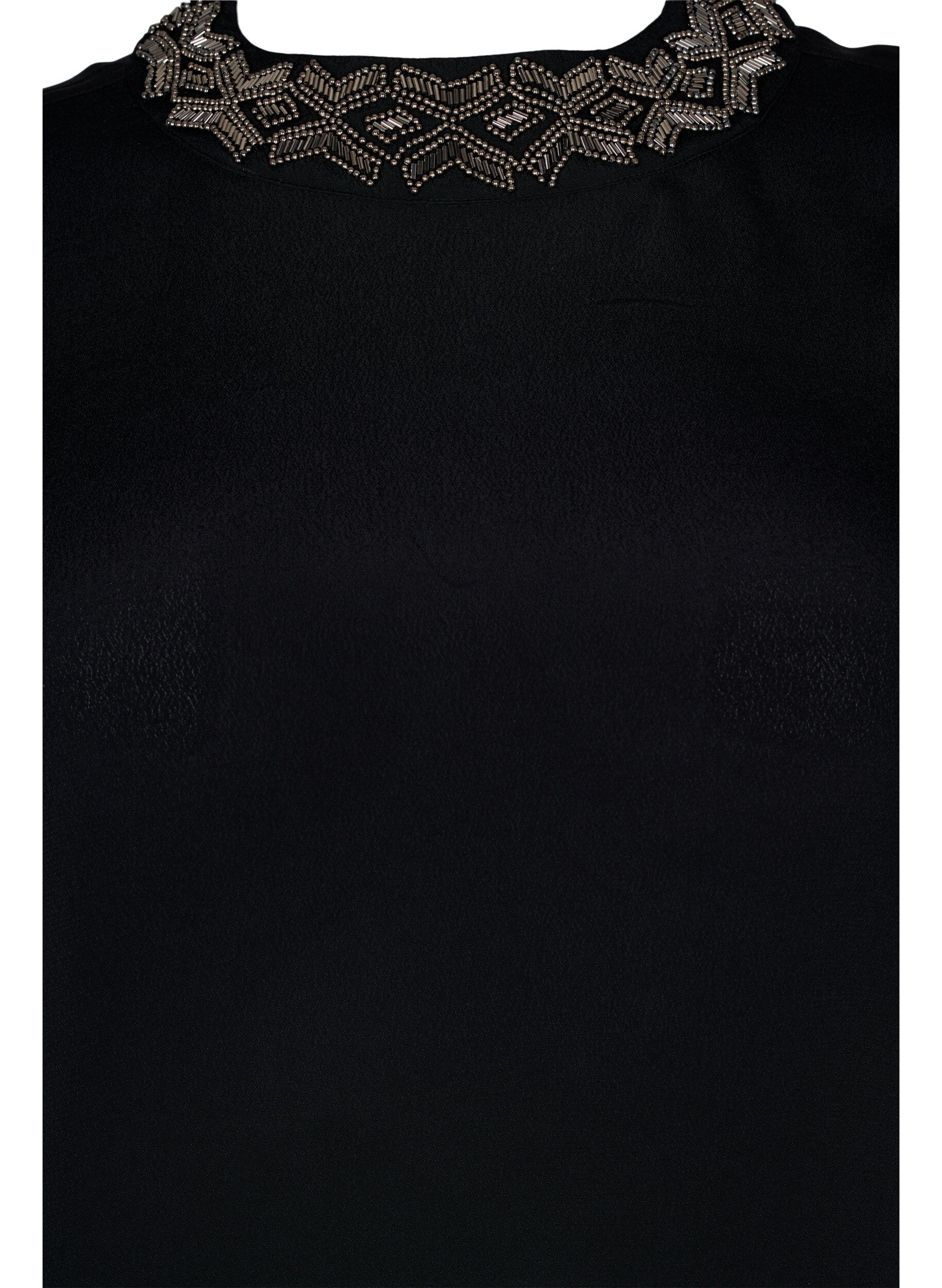 ZizziViscose blouse met lange mouwen en parels, Black, Packshot image number 2