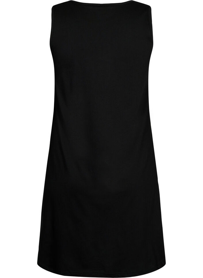 Mouwloze katoenen jurk met a-vorm, Black, Packshot image number 1