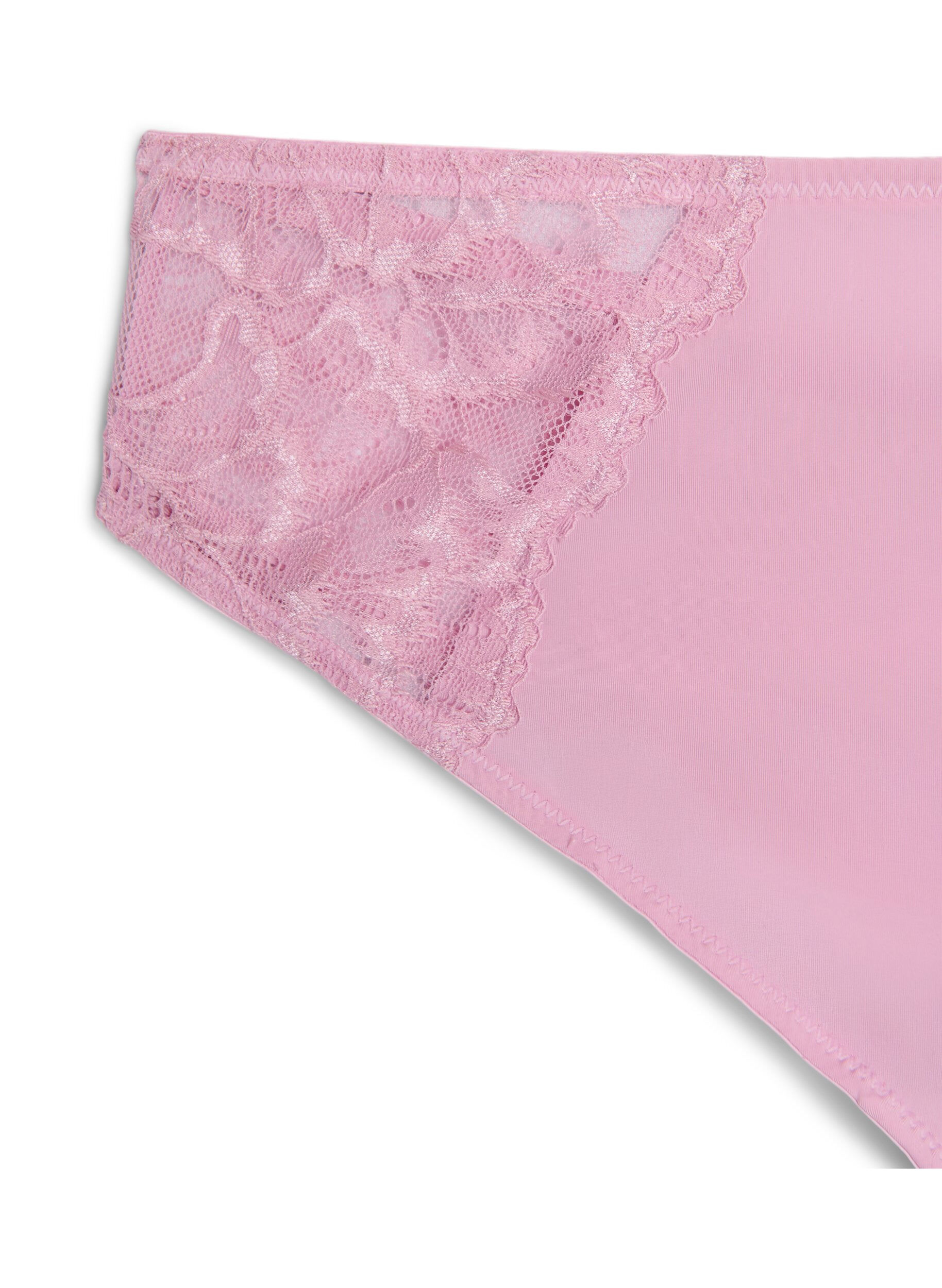 ZizziKanten G-string met microfiber, Roze, Packshot image number 2