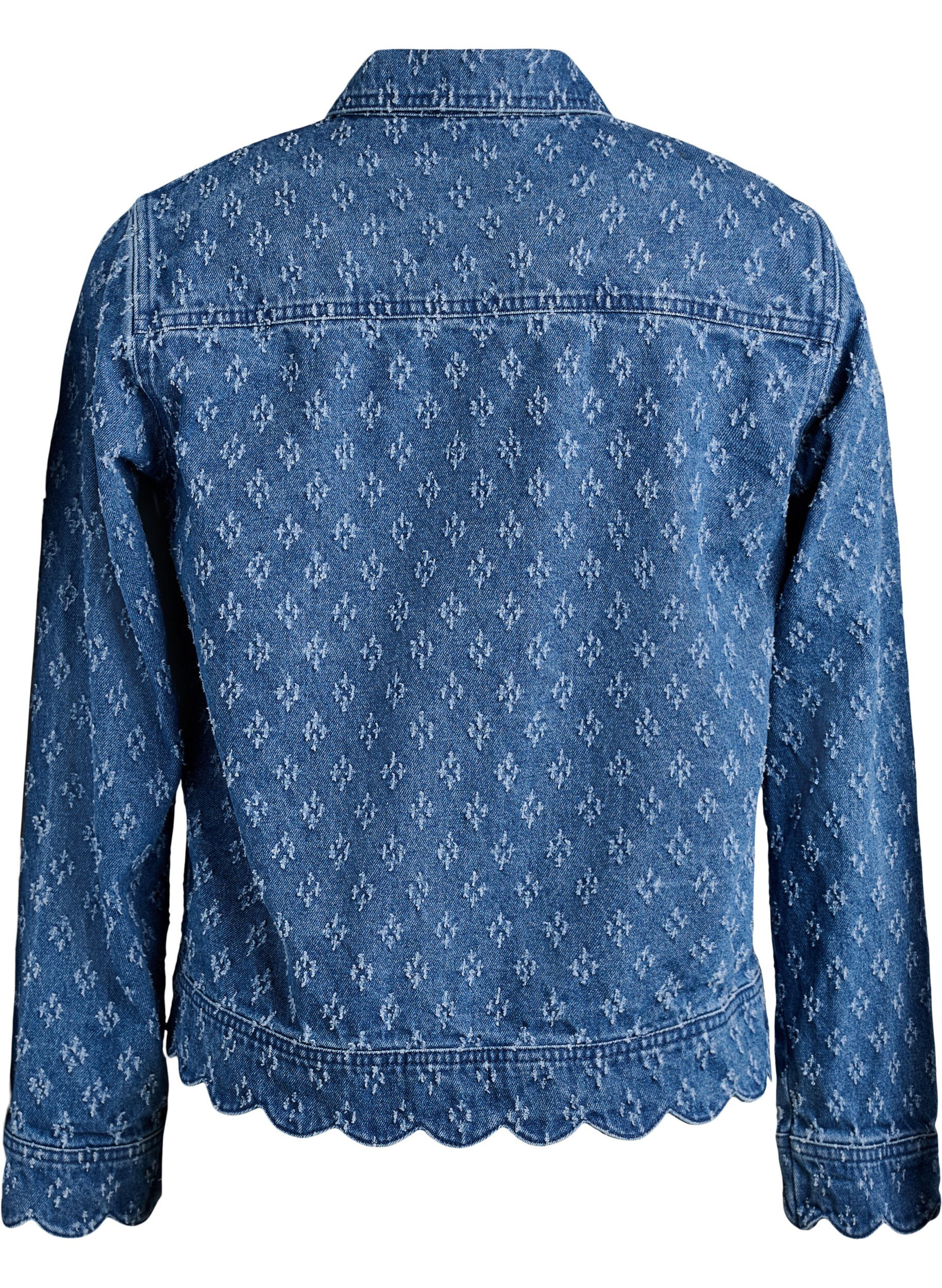 ZizziDenimjack met een versleten patroon, Blauw, Packshot image number 1