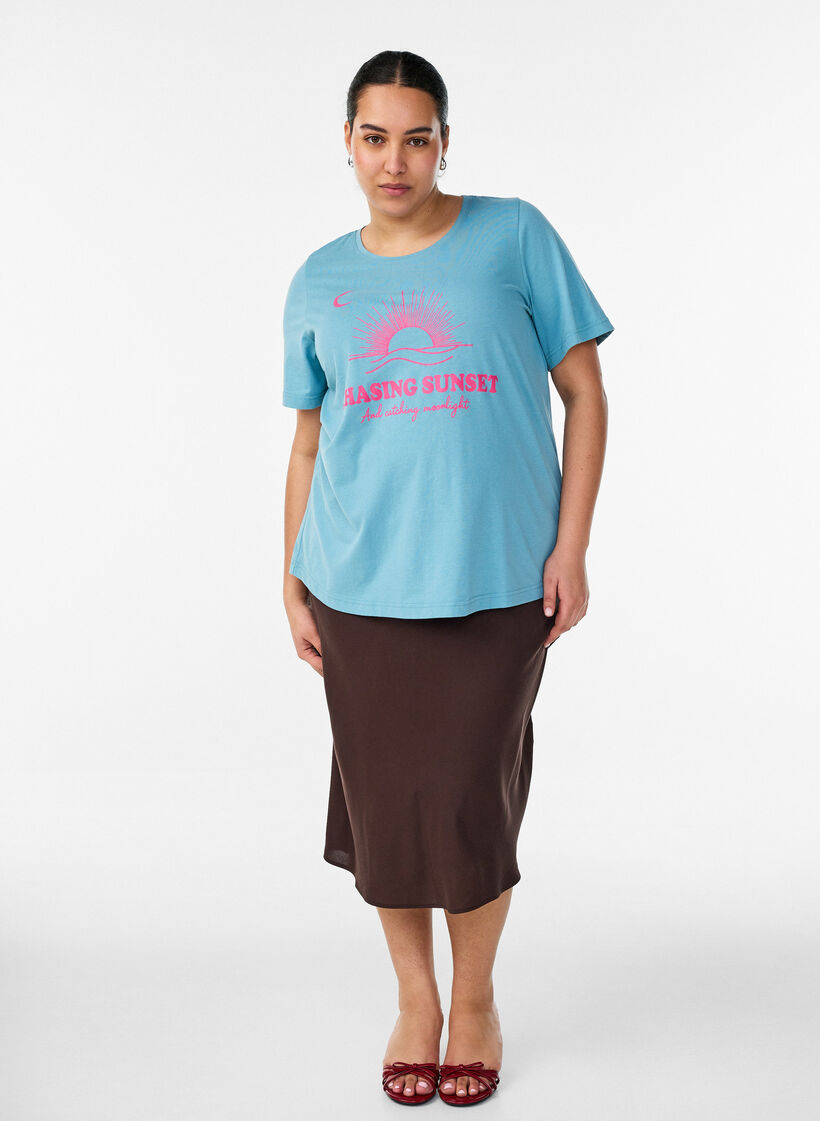 T-shirt imprim&eacute;, Bleu, Model image number 1