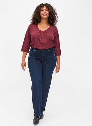 Katoenen blouse met 3/4 mouwen, Port Royal, Model image number 2
