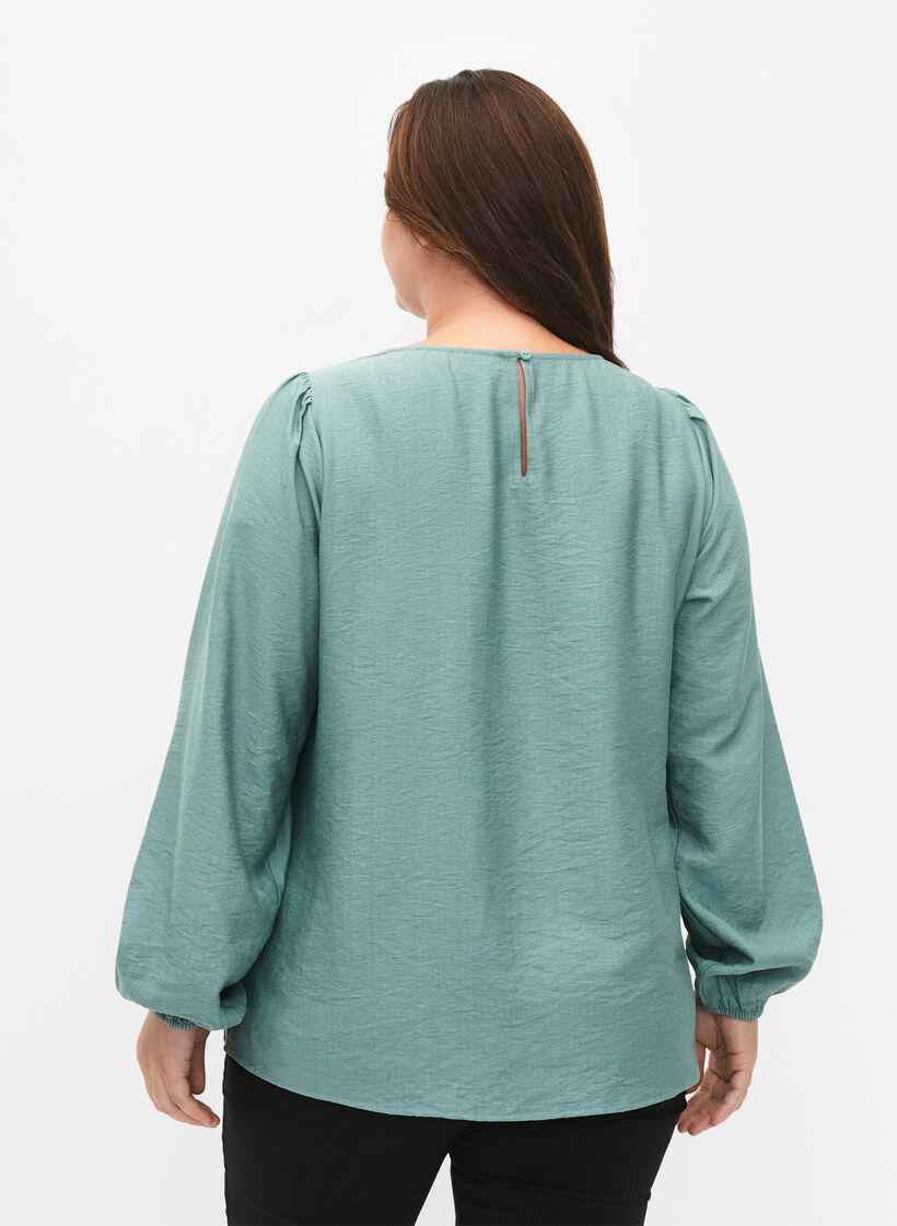 Blouse van viscose met gehaakt detail, Chinois Green, Model image number 1