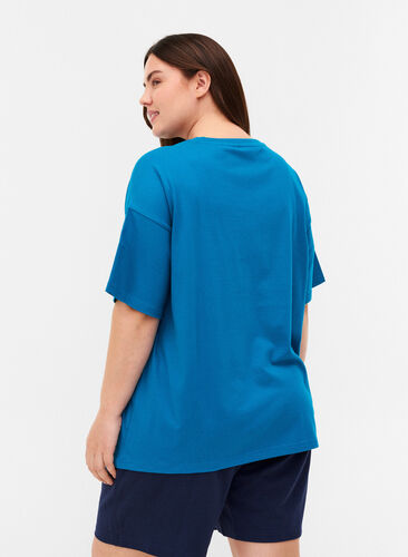 Katoenen t-shirt met korte mouwen, Fjord Blue, Model image number 1