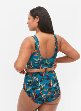 Bas de bikini taille haute avec imprimé, Leaf Print , Model image number 1
