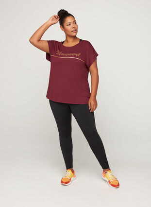 T-shirt de sport avec imprimé sur la poitrine, Tawny Port, Model image number 2