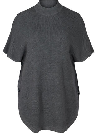 Poncho en tricot à manches courtes, Dark Grey Melange, Packshot image number 0