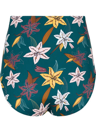 Bas de bikini taille extra haute avec imprimé floral, Lily Teal, Packshot image number 1