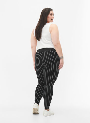 Legging met dunne streep, Black/White Stripes, Model image number 1