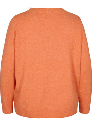 Cardigan court en maille avec boutons de couleurs contrastées, Mandarin Orange Mel, Packshot image number 1