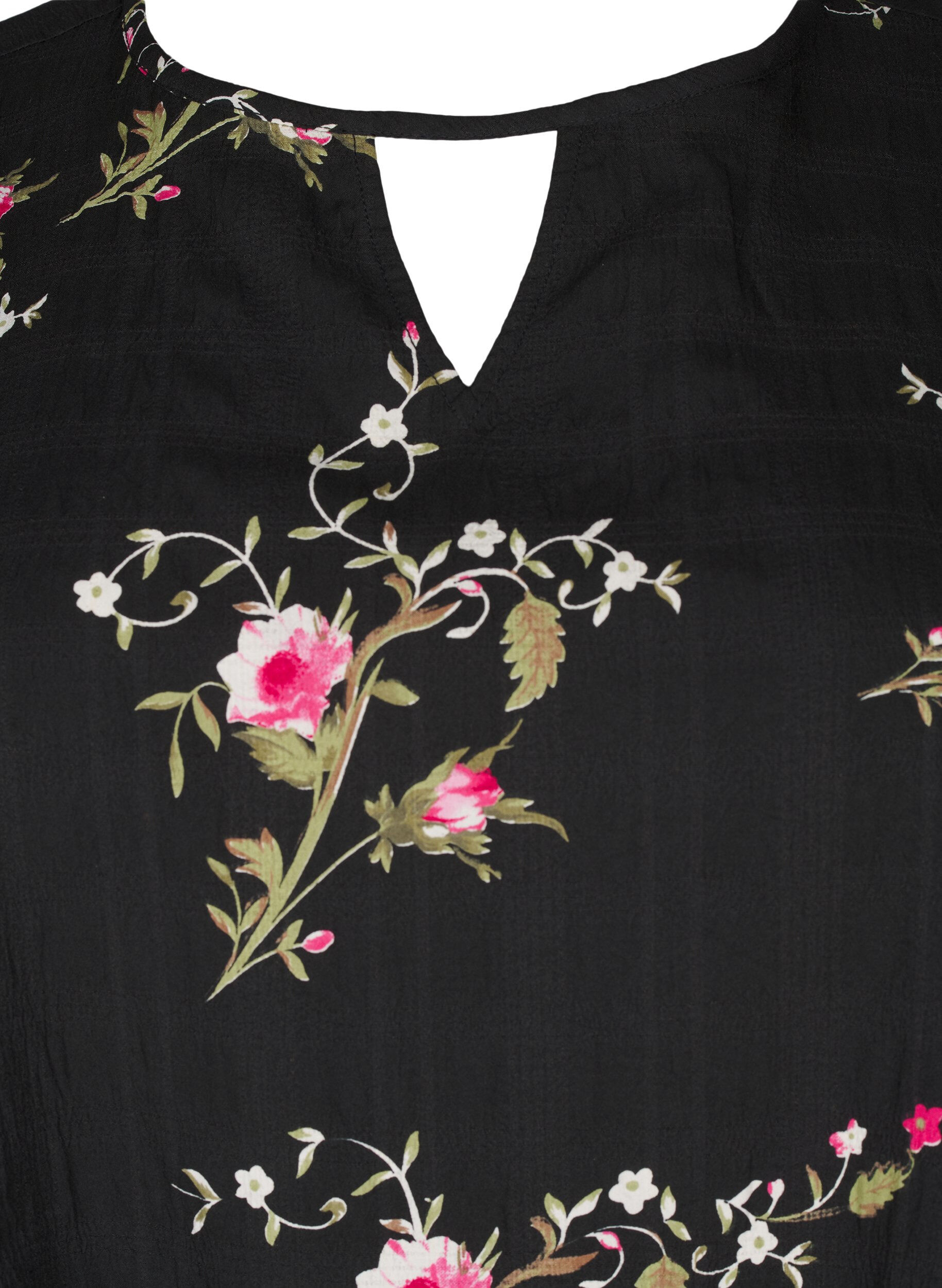 ZizziBlouse met lange mouwen en bloemenprint, Zwart, Packshot image number 2