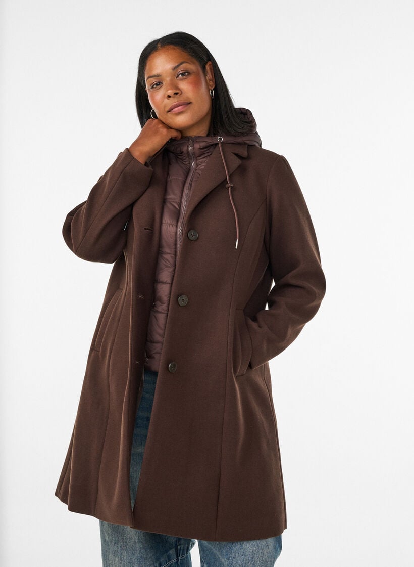 Manteau avec insert matelass&eacute; amovible, Marron, Model image number 0