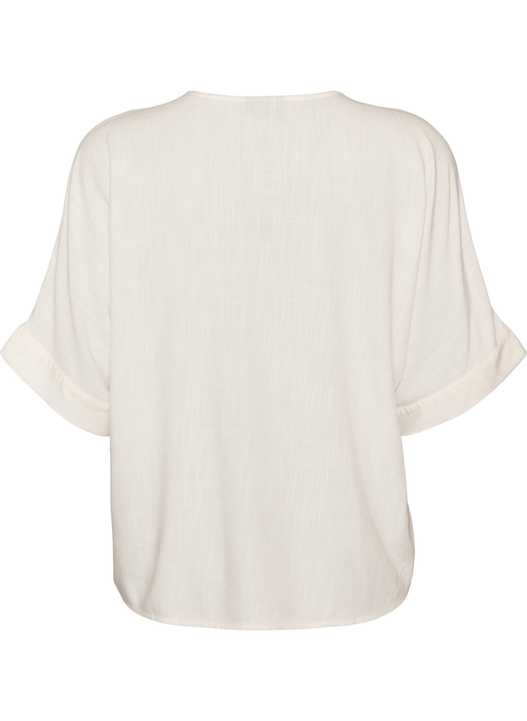ZizziViscose blouse met crochet detail en knopen, Vanille, Packshot image number 1