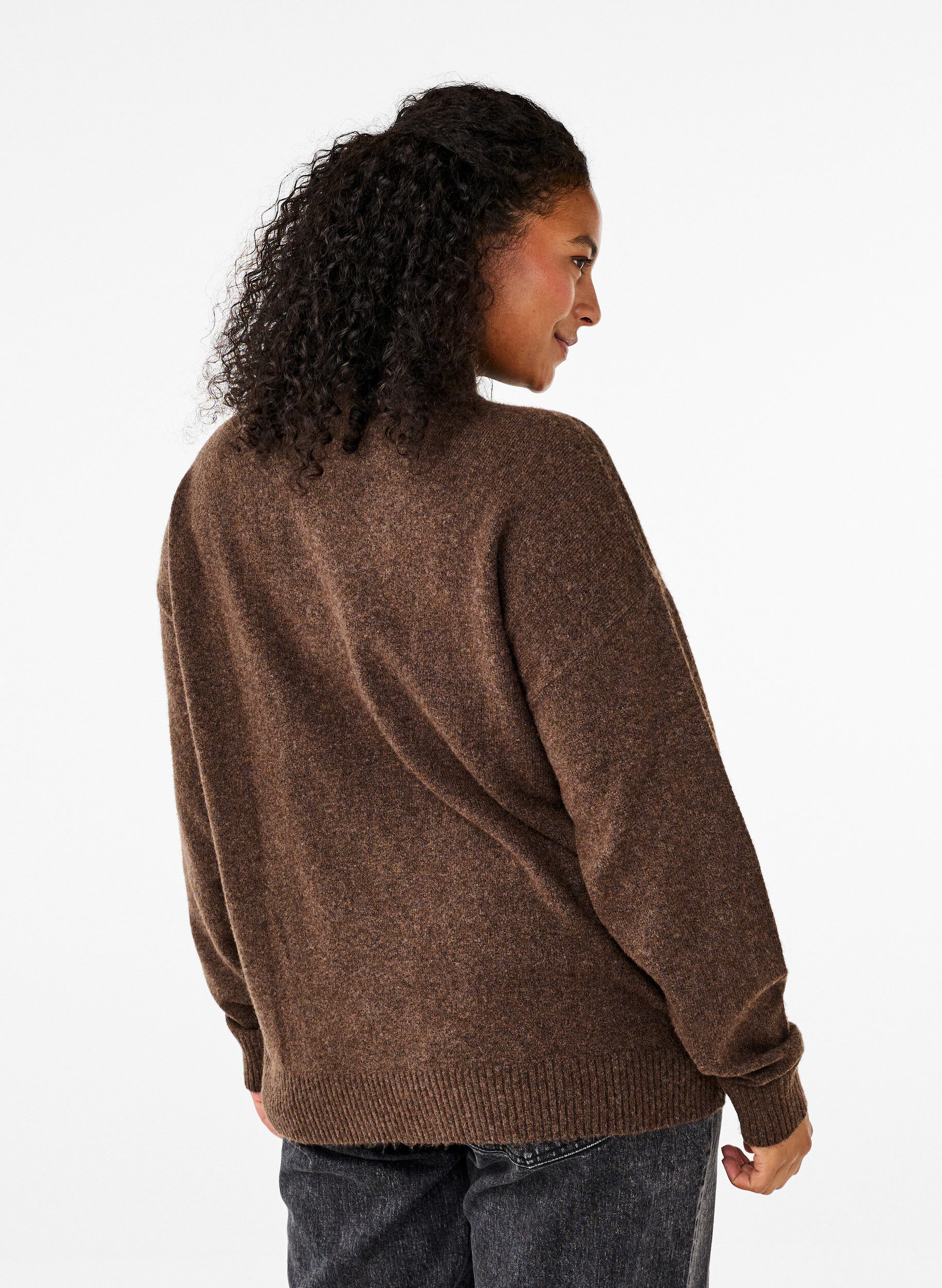 ZizziGebreide wollen blouse met hoge hals, Rain Drum Mel., Model image number 1