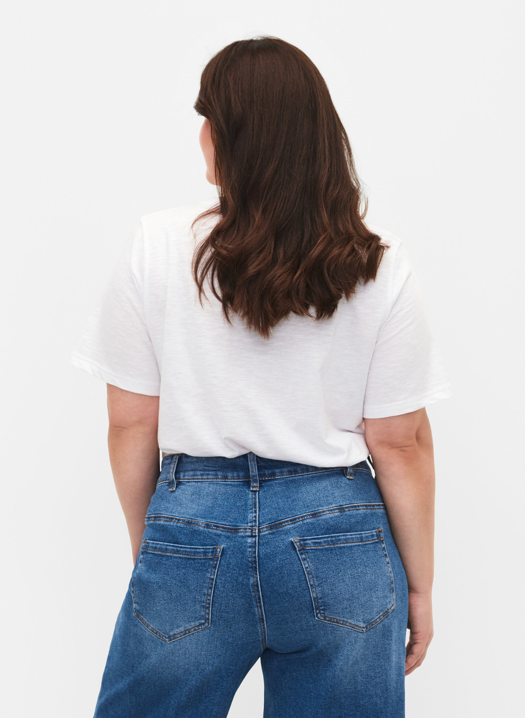 ZizziBasic t-shirt met korte mouwen en v-hals, Wit, Model image number 2