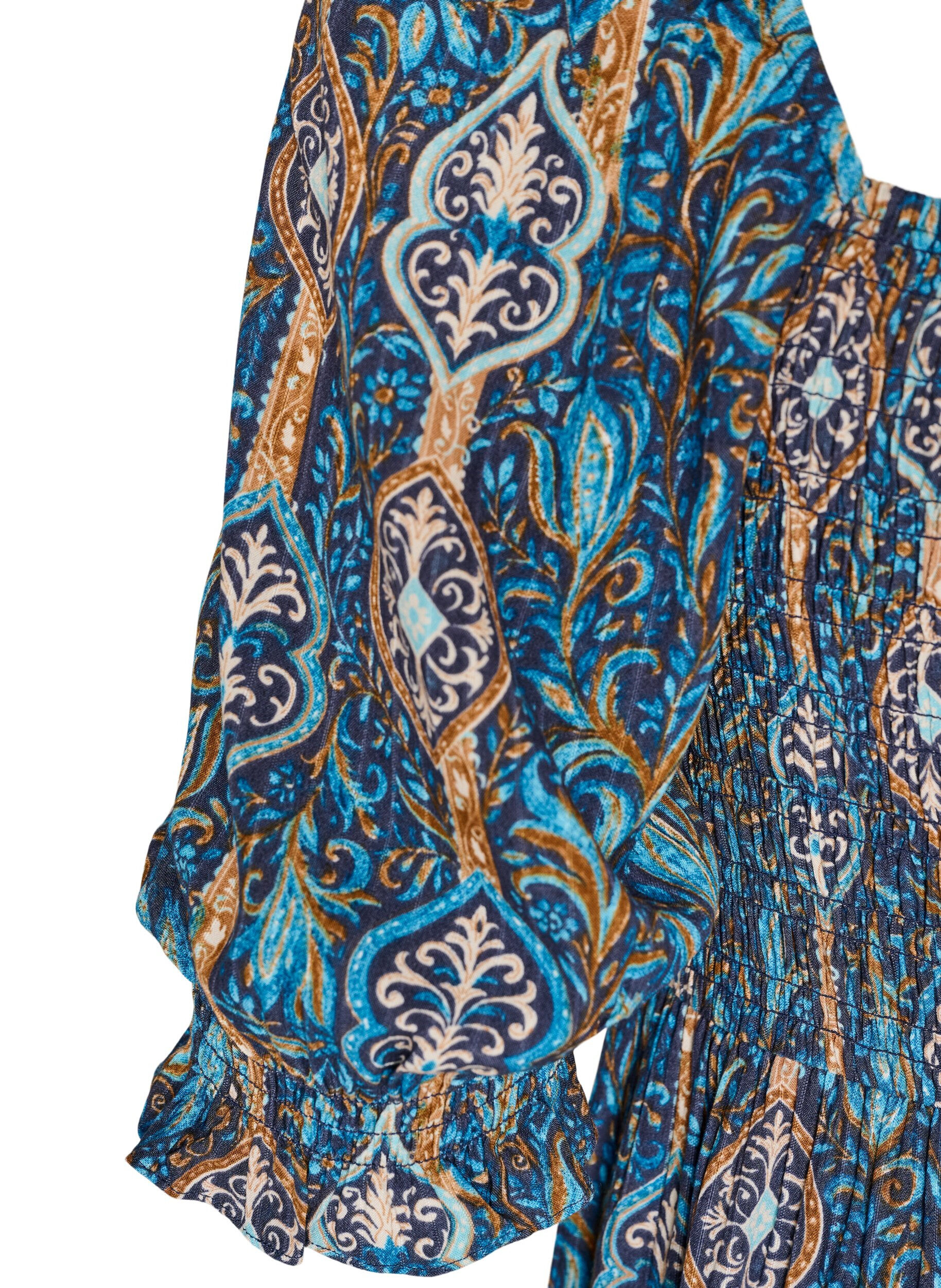 ZizziRobe d'&eacute;t&eacute; en viscose &agrave; imprim&eacute; paisley, Bleu, Packshot image number 3