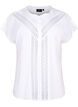 Viscose blouse met kanten afwerking, Bright White, Packshot image number 0
