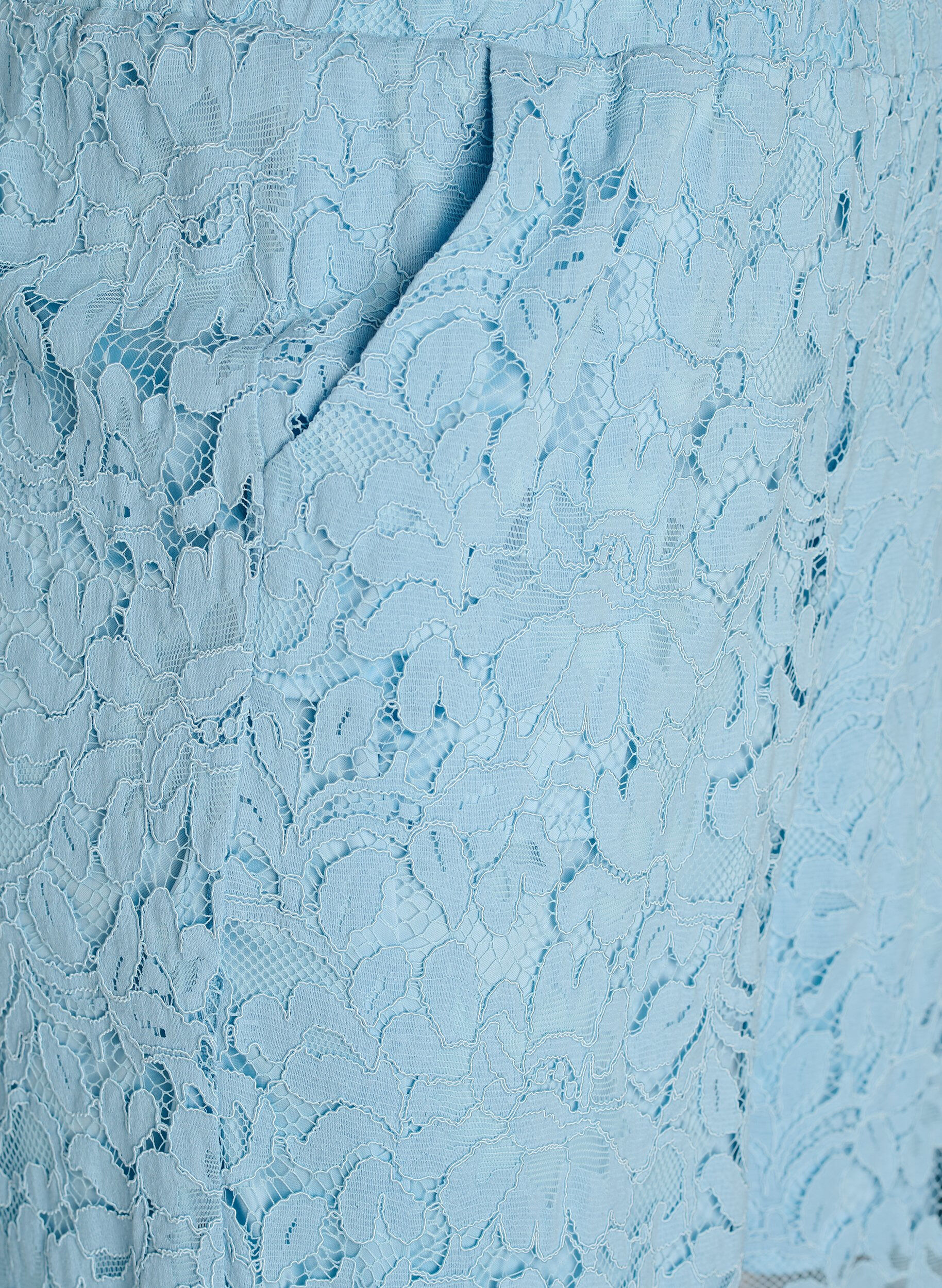 Zizzi Pantalon taille haute en dentelle &agrave; coupe droite, Bleu, Packshot image number 2