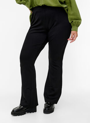 Pantalon bootcut en mélange de viscose, Black, Model image number 2