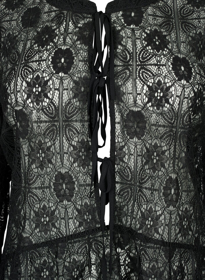 Blouse en dentelle avec détail de lacet, Black, Packshot image number 2